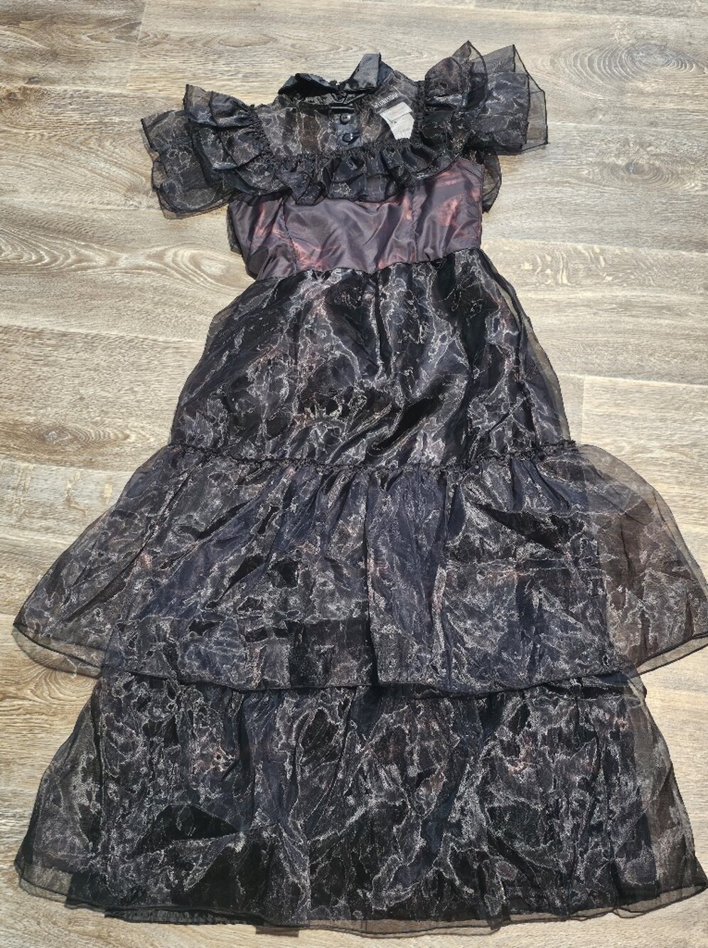Girls Black Ruffle Tiered Wednesday Adams Spirit Halloween Costume